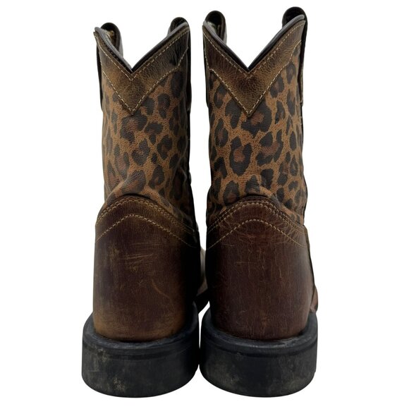 Dan Post Kids Tan/Brown Makucha Leopard Print Square Toe Western Boots Size 12D - Picture 5 of 8